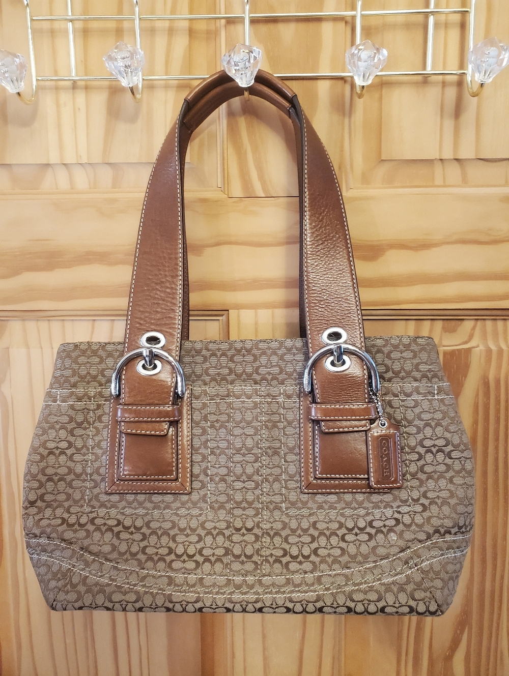 Coach Soho Purse Bag Tote Signature Mini C Print & Leather Handles